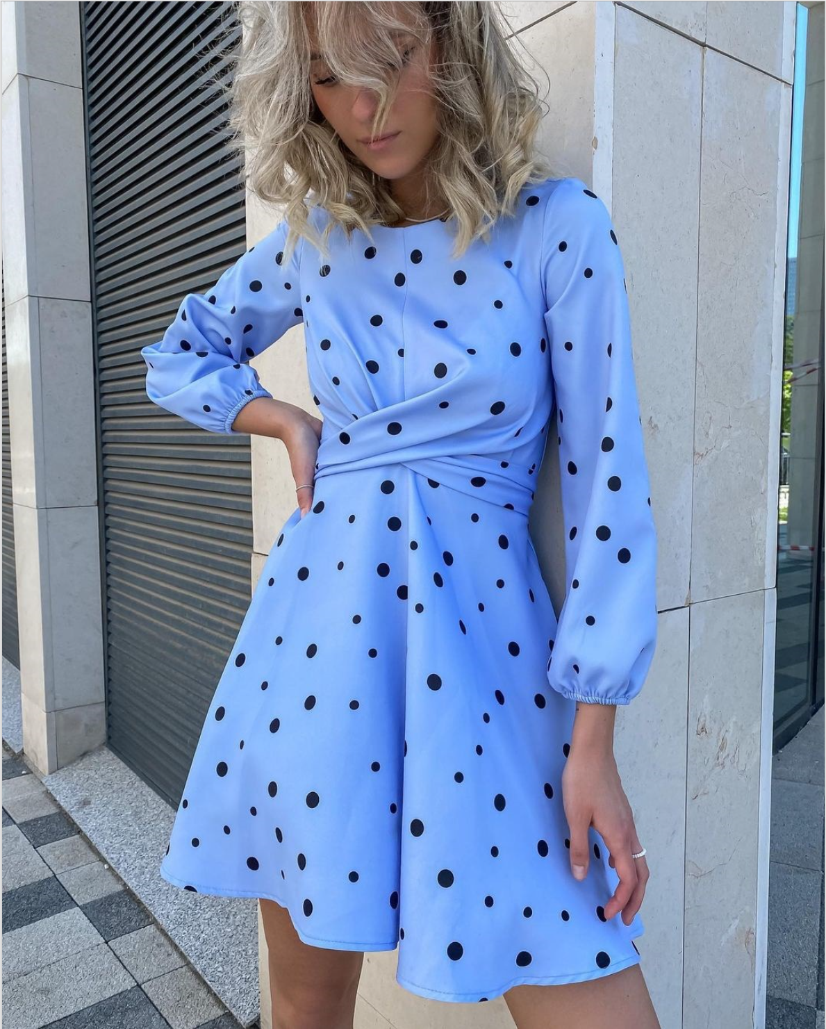 round neck long-sleeved polka dot dress nihaostyles wholesale clothing NSYIS85095