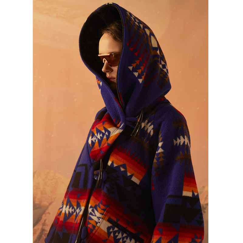 long-sleeved hooded print woolen coat nihaostyles clothing wholesale NSYIS85462