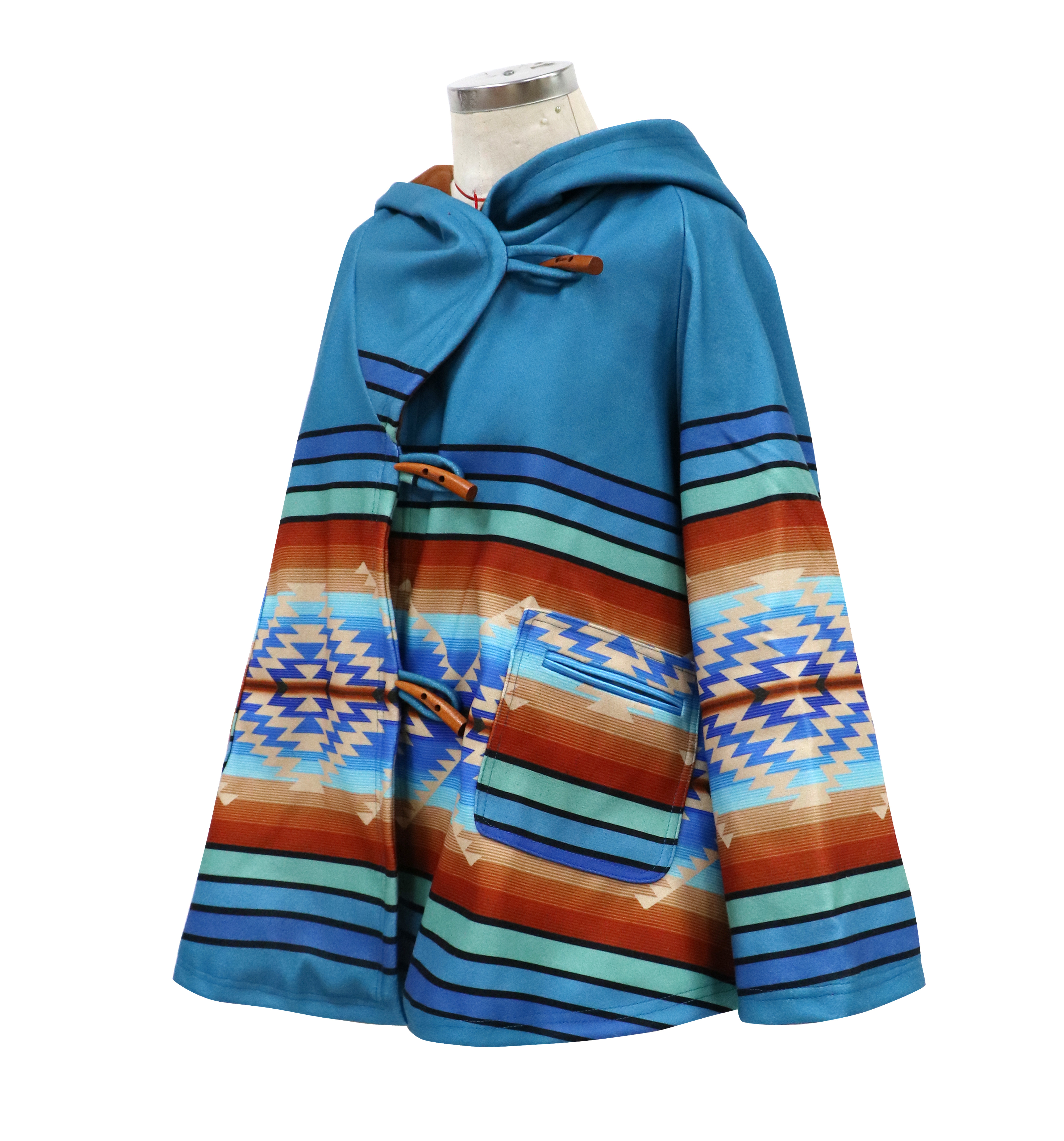 Long-Sleeved Hooded Print Woolen Coat NSYIS86476