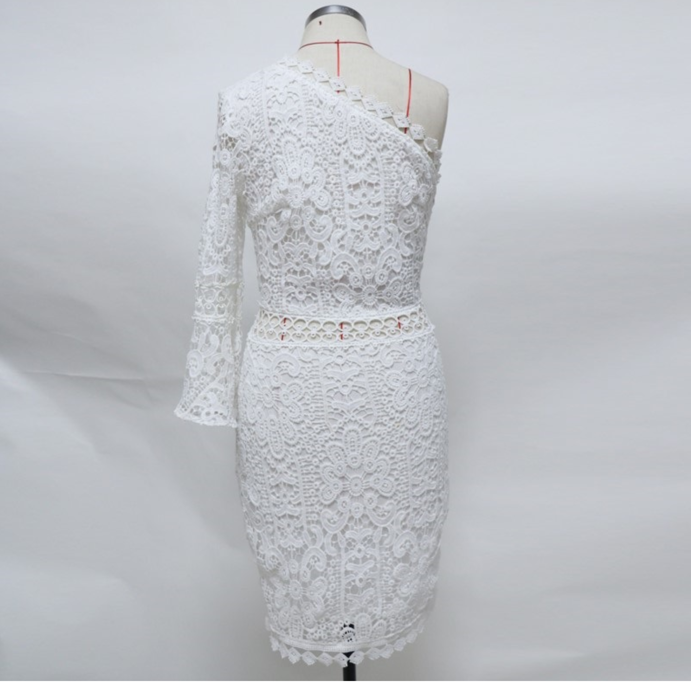Sexy One-Shoulder Lace Stitching Dress NSYIS85114