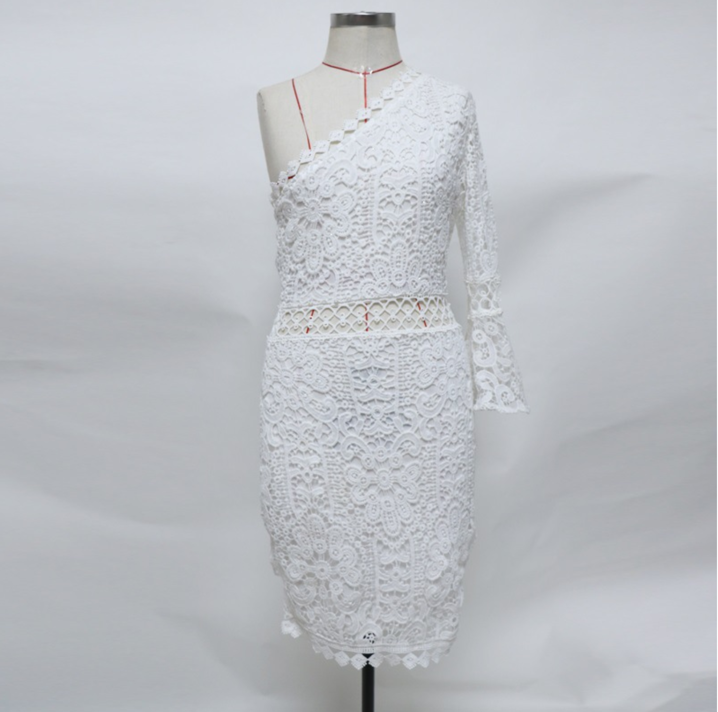 Sexy One-Shoulder Lace Stitching Dress NSYIS85114