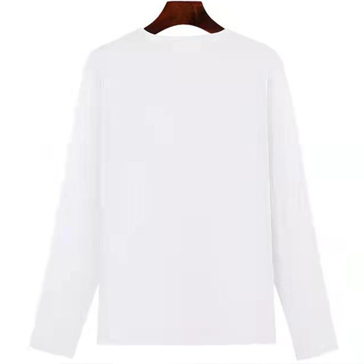 Mid-Length White Long-Sleeved Print T-Shirt NSXIA85520