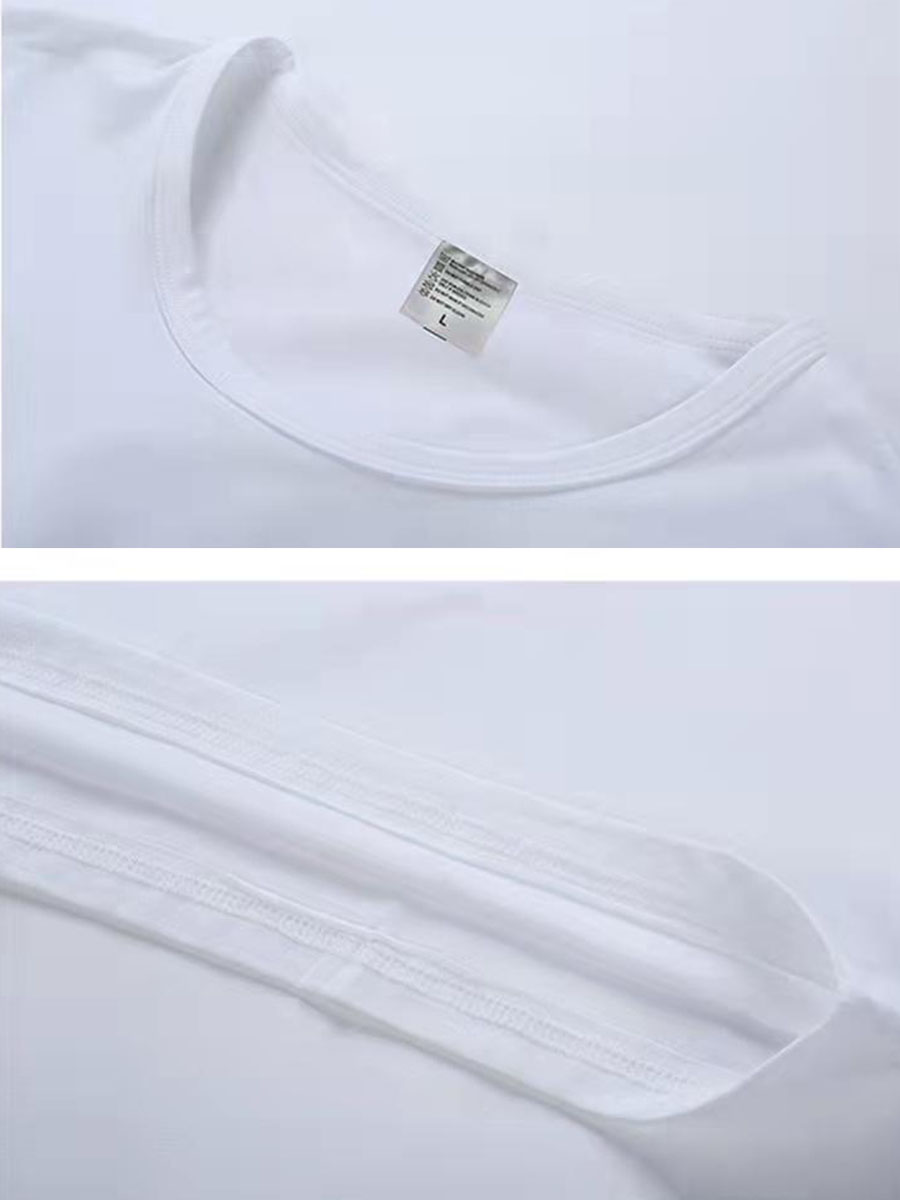 Mid-Length White Long-Sleeved Print T-Shirt NSXIA85520