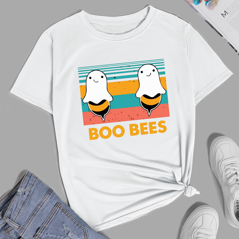 Cartoon bee letter printing short-sleeved T-shirt nihaostyles clothing wholesale NSYAY88171