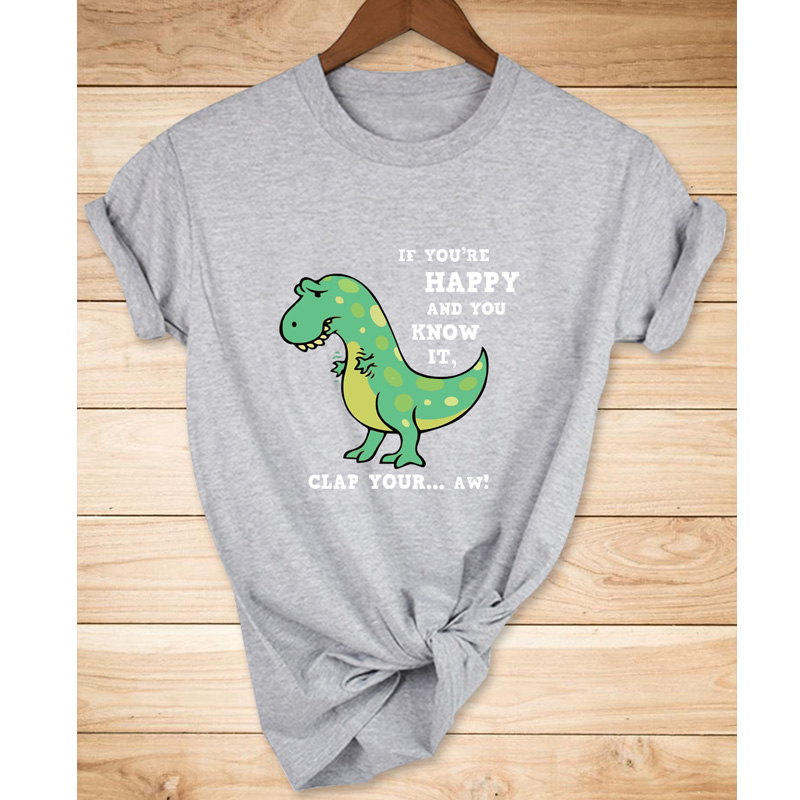 Camiseta de manga corta con estampado de letras de dinosaurio de dibujos animados nihaostyles ropa al por mayor NSYAY88167
