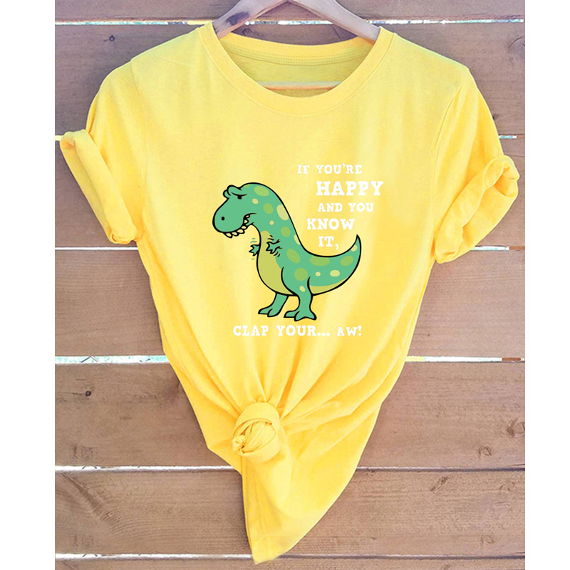 Camiseta de manga corta con estampado de letras de dinosaurio de dibujos animados nihaostyles ropa al por mayor NSYAY88167