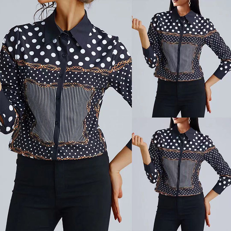 printing Slim long-sleeved versatile lapel shirt nihaostyles wholesale clothes NSXIA86872