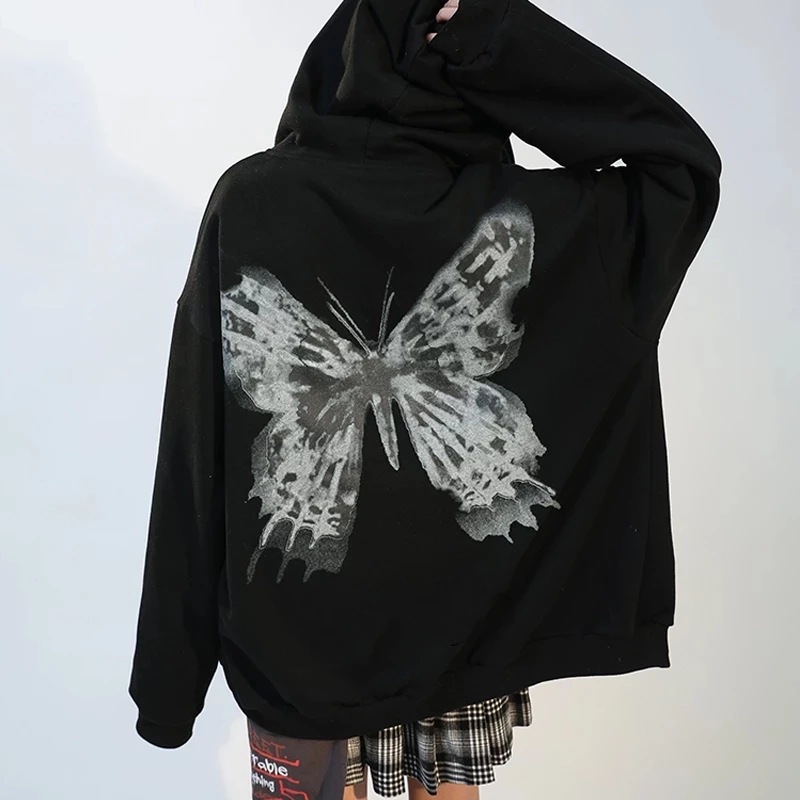 hooded zipper print plus velvet sweatshirt nihaostyles wholesale clothes NSOUY87935