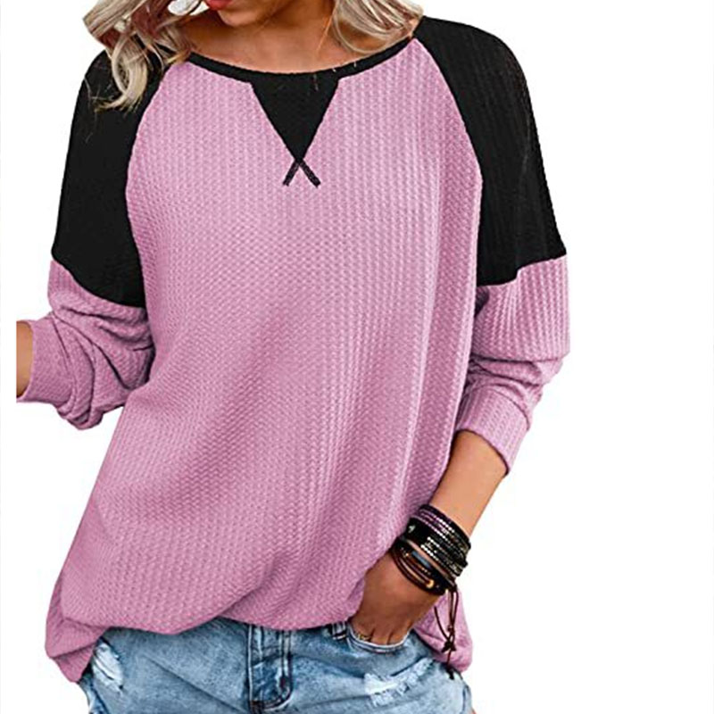 long-sleeved round neck waffle stitching  raglan T-shirt nihaostyles wholesale clothing NSXIA87932