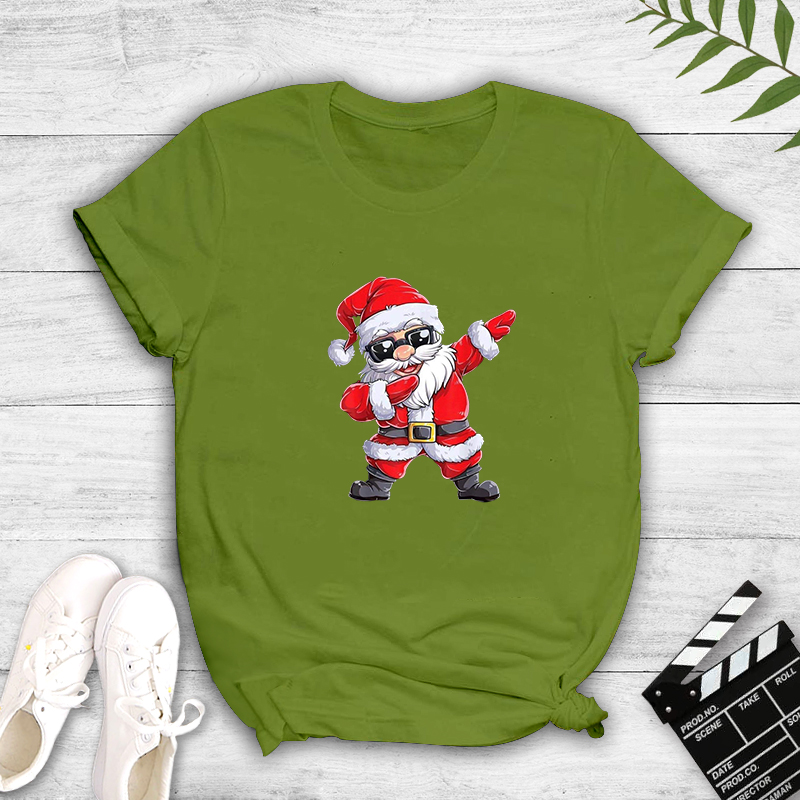 Santa Claus print short-sleeved T-shirt nihaostyles wholesale Christmas costumes NSYAY88160