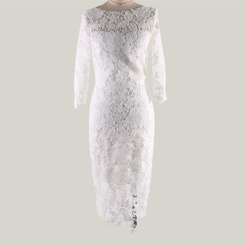 Lace Stitching Long-Sleeved Dress NSYIS83548