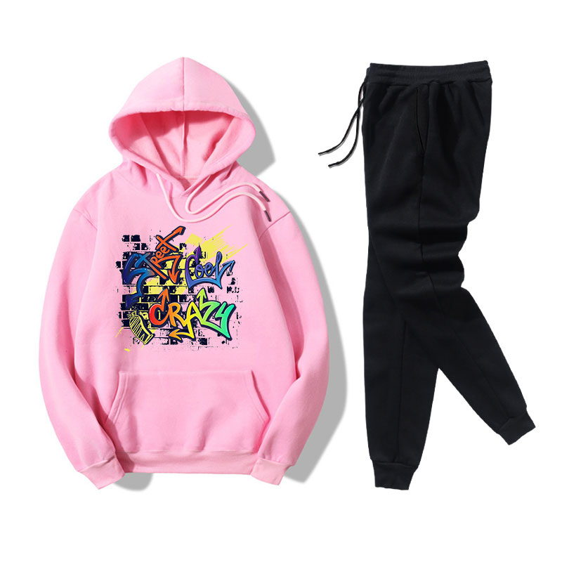Autumn and winter graffiti print casual hooded sweatershirt suit nihaostyles wholesale clothing NSXIA83650