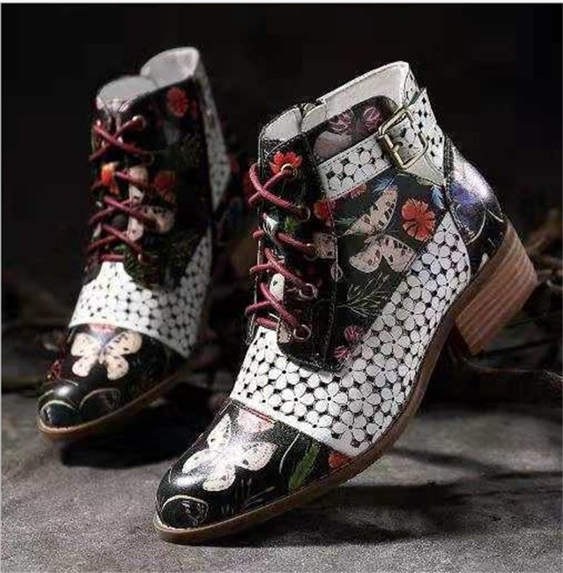 Block-heel lace-up colorful Martin boots nihaostyles clothing wholesale NSYUS82637