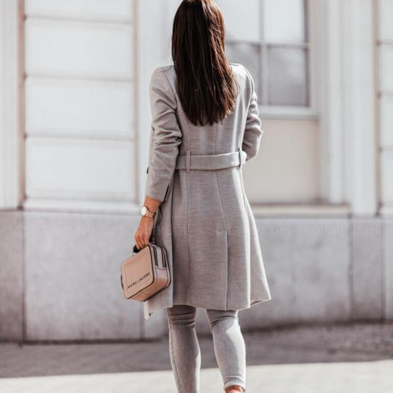 long-sleeved lapel Woolen-breasted long coat nihaostyles wholesale clothing NSJC90560