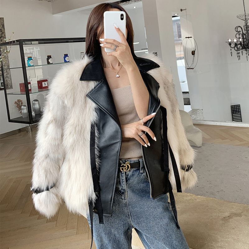 faux fox fur leather and fur coat nihaostyles clothing wholesale NSJC96948