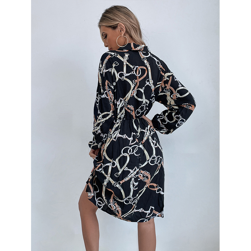 Waist Slim Print Dress NSXIA99184
