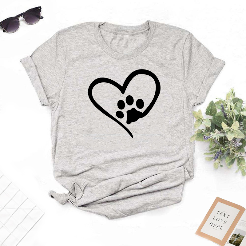 Round Neck Heart-Shaped Print Short-Sleeved T-Shirt NSYAY100938
