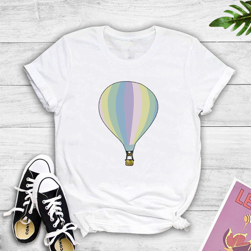 Round Neck Balloon Printed Short-Sleeved T-Shirt NSYAY100932
