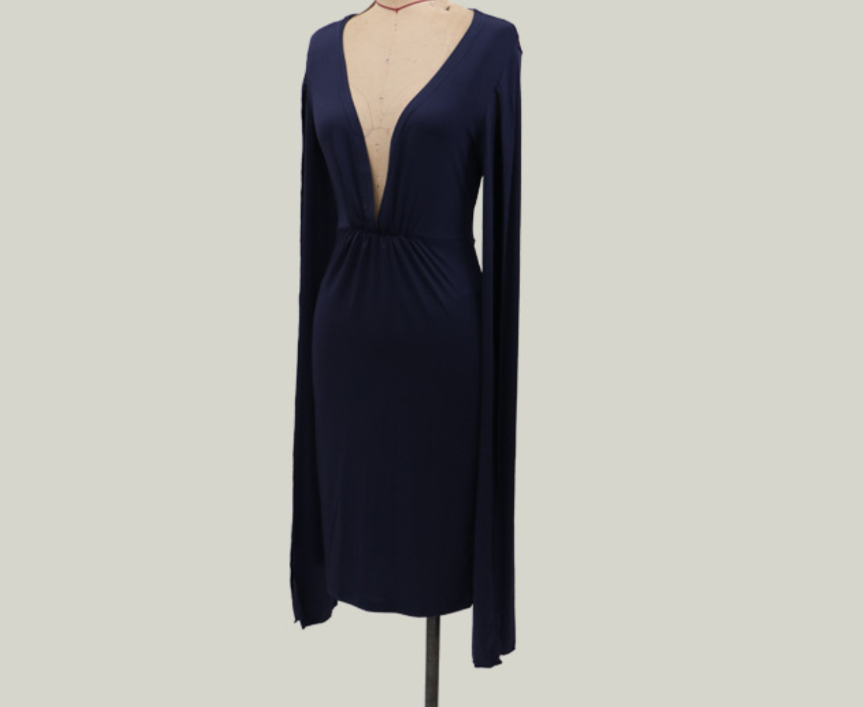 sexy black slit long-sleeved V-neck  dress nihaostyles wholesale clothing NSYIS88806