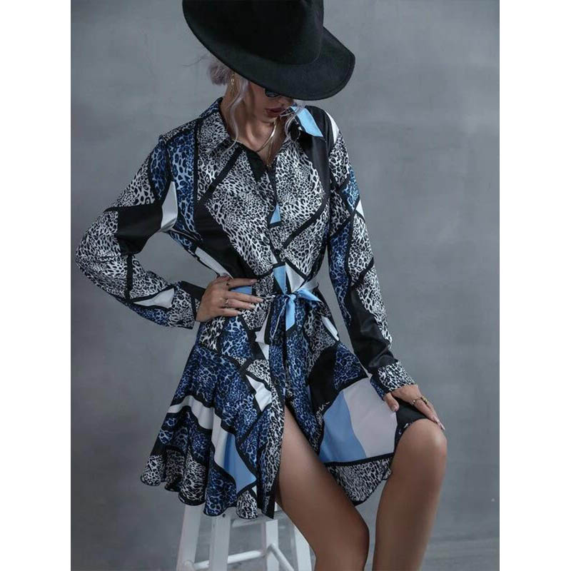 long-sleeved printed ruffled dress nihaostyles wholesale clothes NSXIA90168