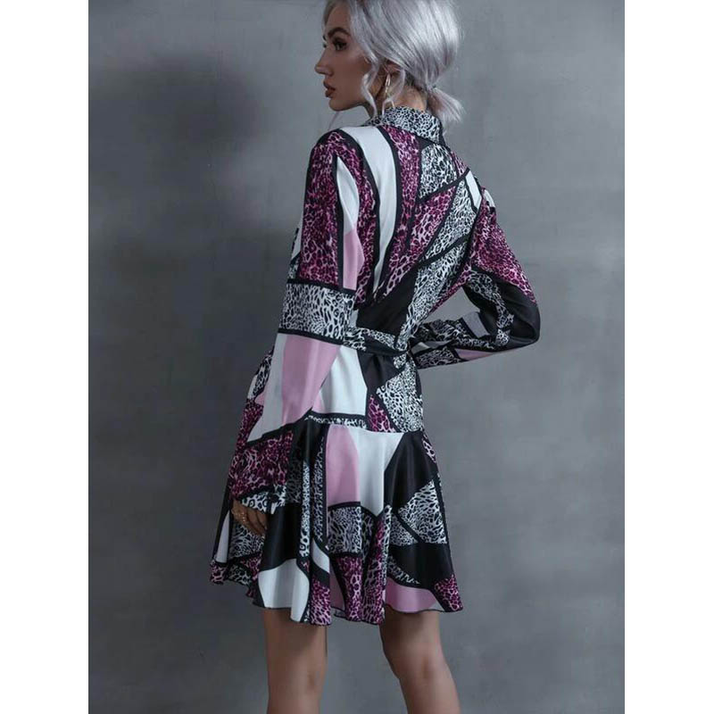 long-sleeved printed ruffled dress nihaostyles wholesale clothes NSXIA90168