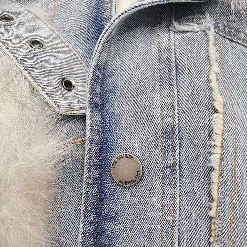 Fur Stitching Long-Sleeved Denim Coat NSYIS104367