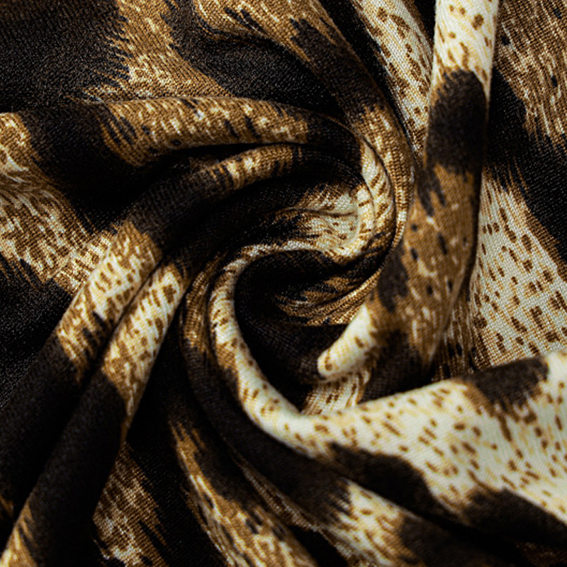 Vestido dividido de manga larga con estampado de leopardo NSYID107310