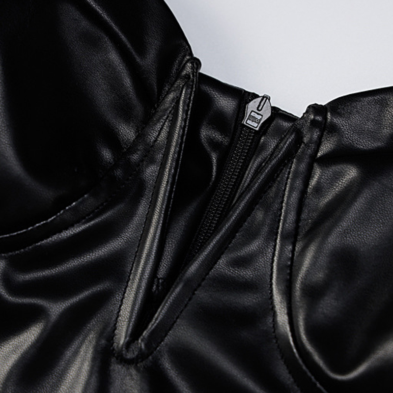 Tube Top Sling Pu Leather Backless Dress NSYID107309