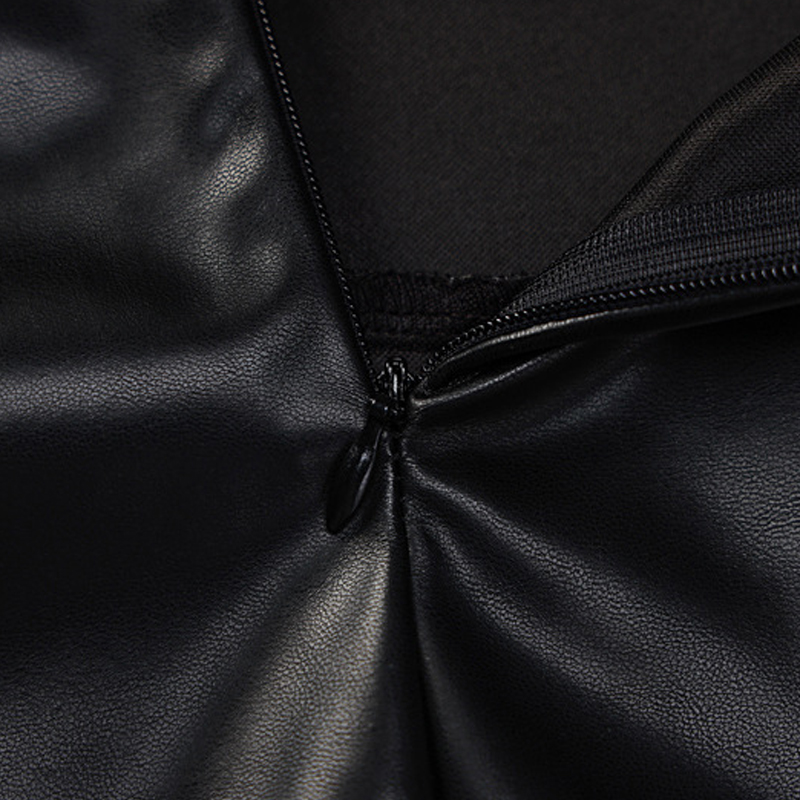 Tube Top Sling Pu Leather Backless Dress NSYID107309