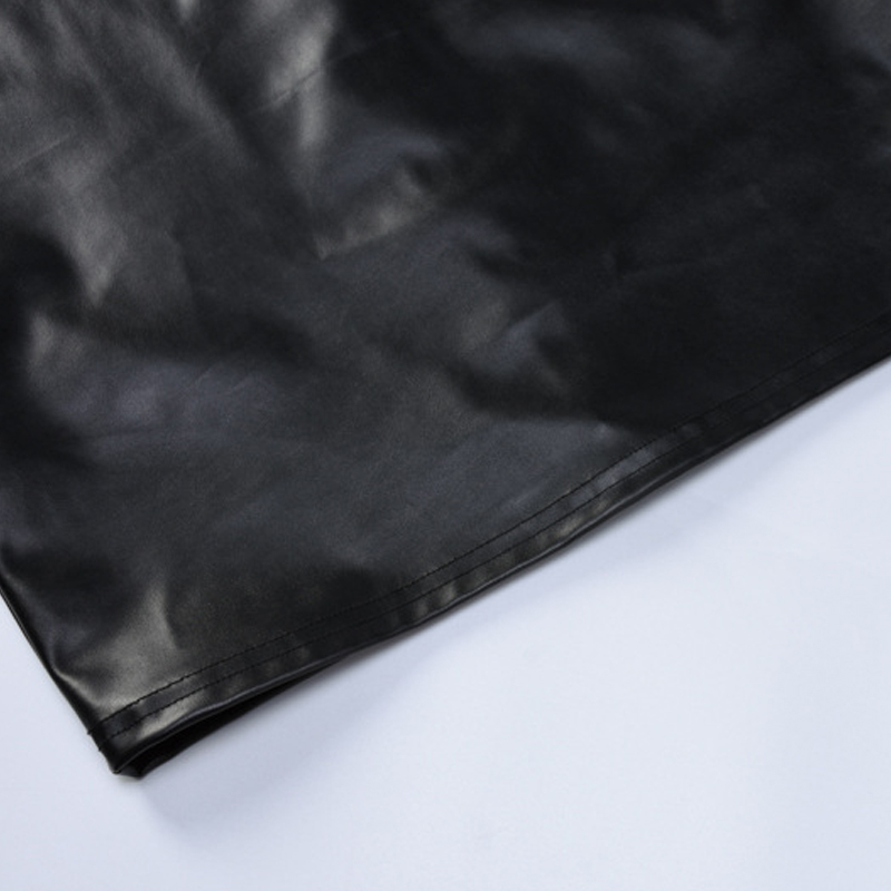 Leather Hollow Open Back Zipper Slim Tunic Dress NSYID107290