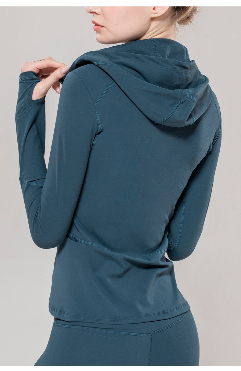 long-sleeved hooded slimming zipper sports jacket NSLUT60163