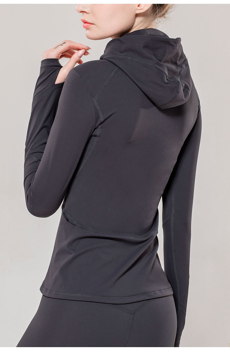 long-sleeved hooded slimming zipper sports jacket NSLUT60163