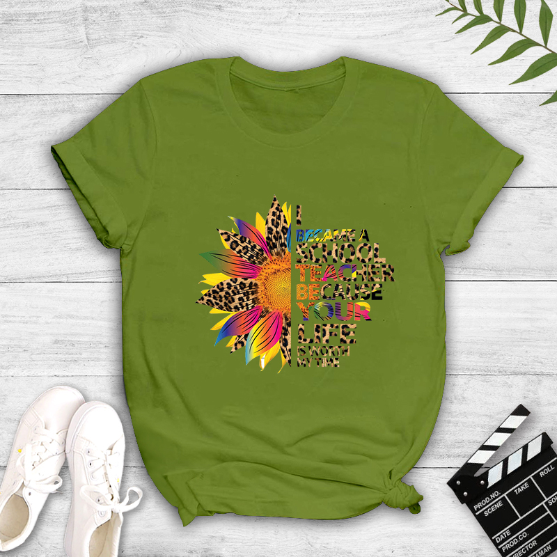 Colorblock Leopard Print Sunflower Print Short Sleeve T-Shirt NSYAY60092