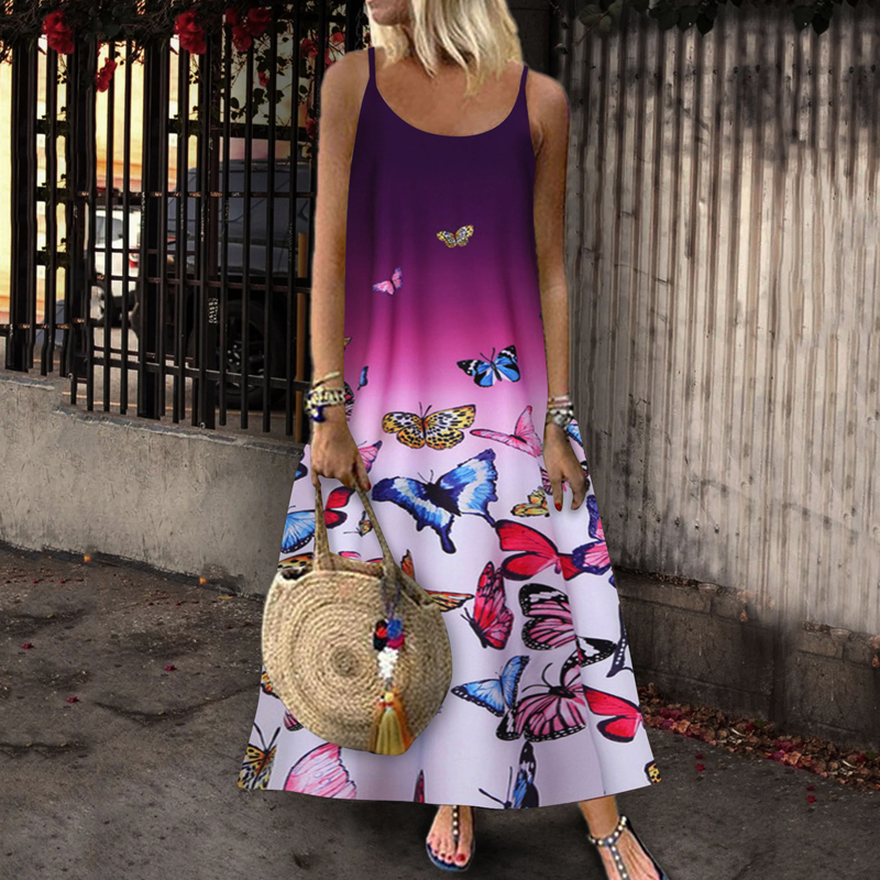 Summer Fashion Sleeveless Printed Sling Dress NSSUO62433