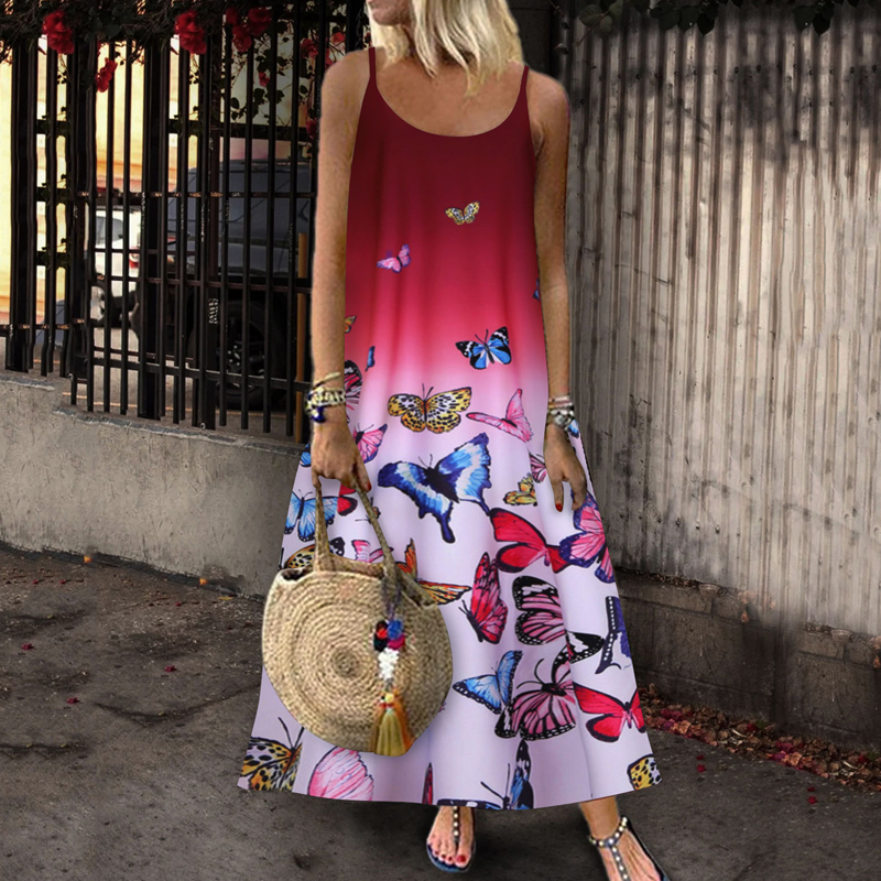 Summer Fashion Sleeveless Printed Sling Dress NSSUO62433
