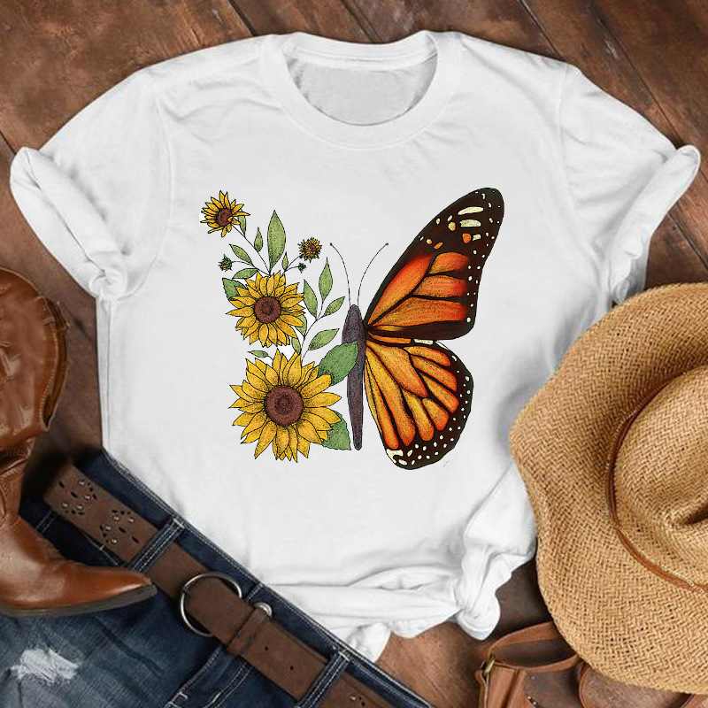 Cartoon Butterfly Flower Printed T-shirts NSAIT62501