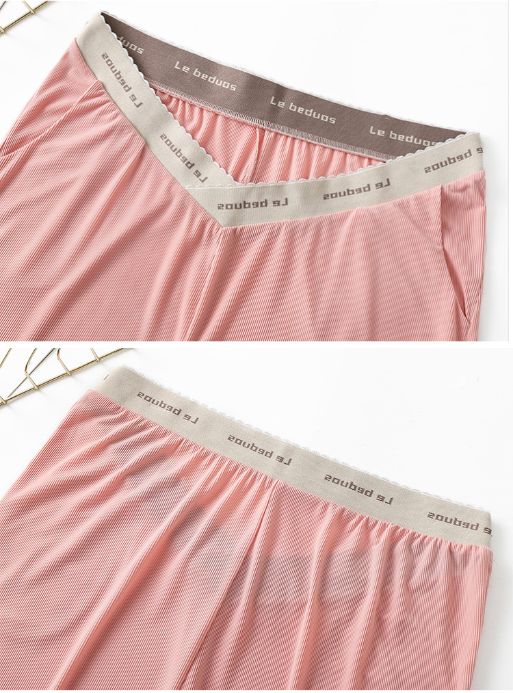 Pantalones sueltos de cintura baja de 5 puntos Pantalones cortos de seda de hielo con drapeados finos para embarazadas NSYAY63794