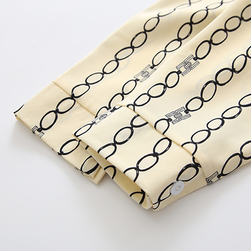 Chain Striped Chiffon Long-Sleeved Satin Shirt NSYID62610