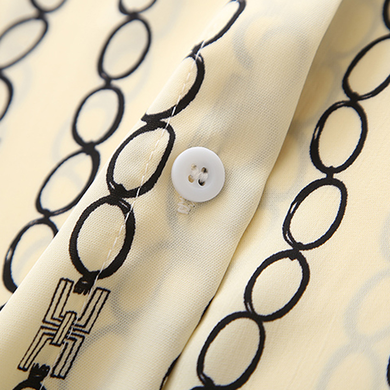 Chain Striped Chiffon Long-Sleeved Satin Shirt NSYID62610
