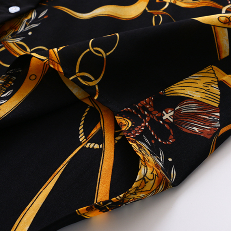 Chiffon Shirt Chain Print Sunscreen Mid-Length Long-Sleeved Shirt NSYID62606
