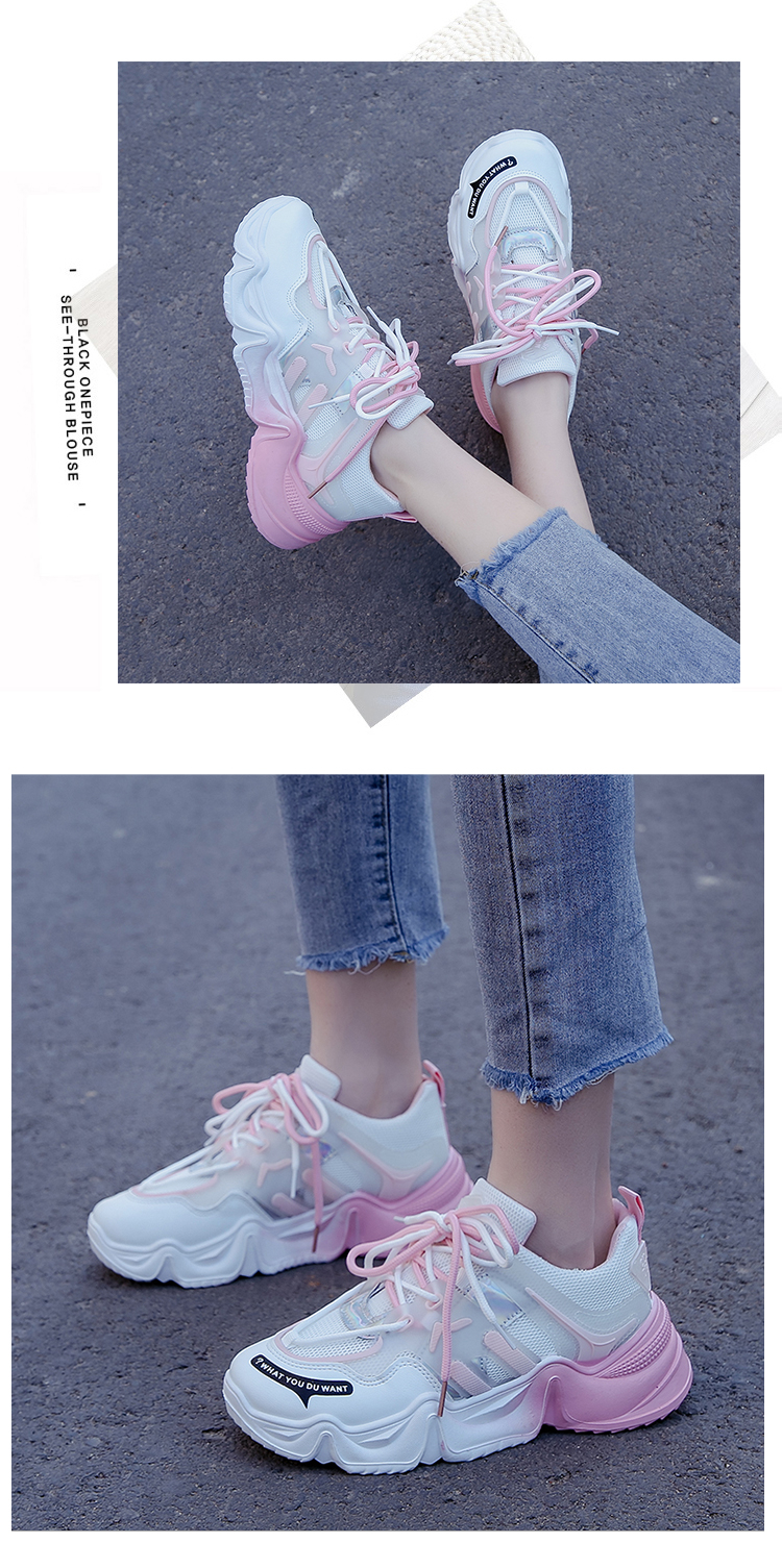 Fashion Mesh Lace-up Casual Platform Sneakers NSYUS63076