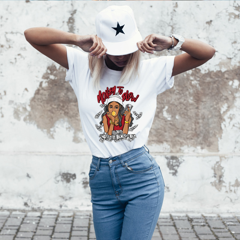 Creative cartoon character letter printing casual short-sleeved t-shirt NSOUY64316