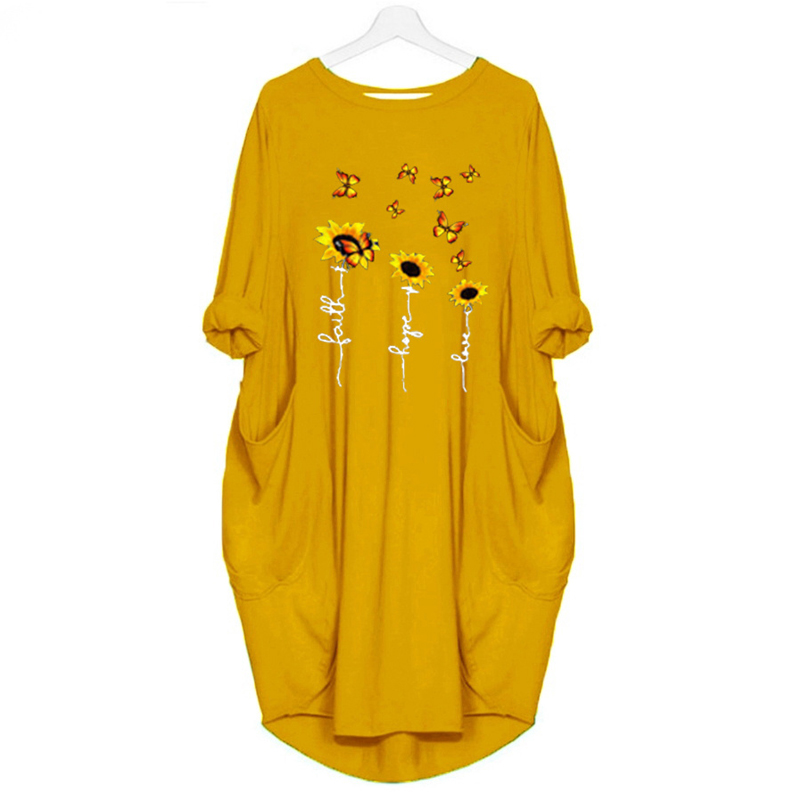 Summer Women's Fashion Long Sleeve Printed Round Neck Casual Dress NSJIN60622