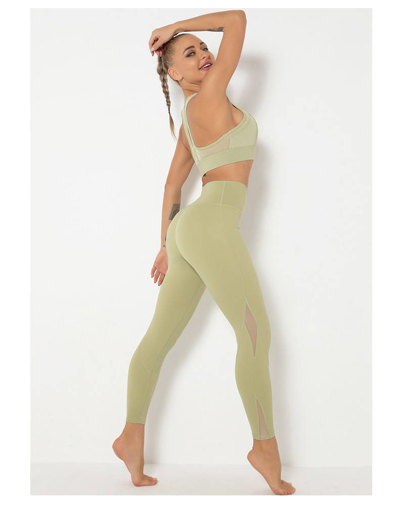 pantalones de fitness de deportes al aire libre de yoga de costura de malla NSLUT60533