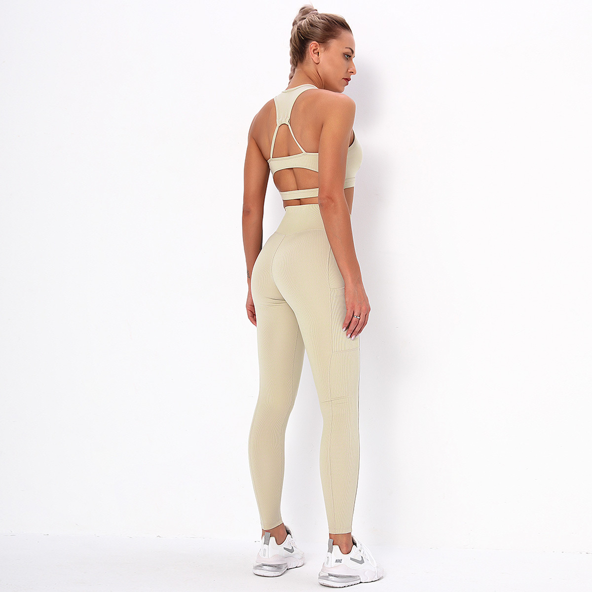 Yoga new hip-lifting fitness threaded leggings NSLUT60530