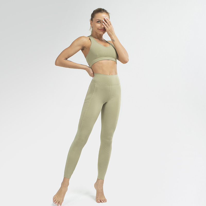 Yoga new hip-lifting fitness threaded leggings NSLUT60530