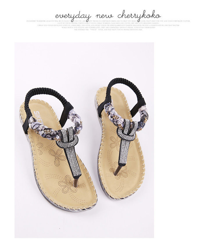 flat holiday ethnic style rhinestone beach shoes NSYSY63741