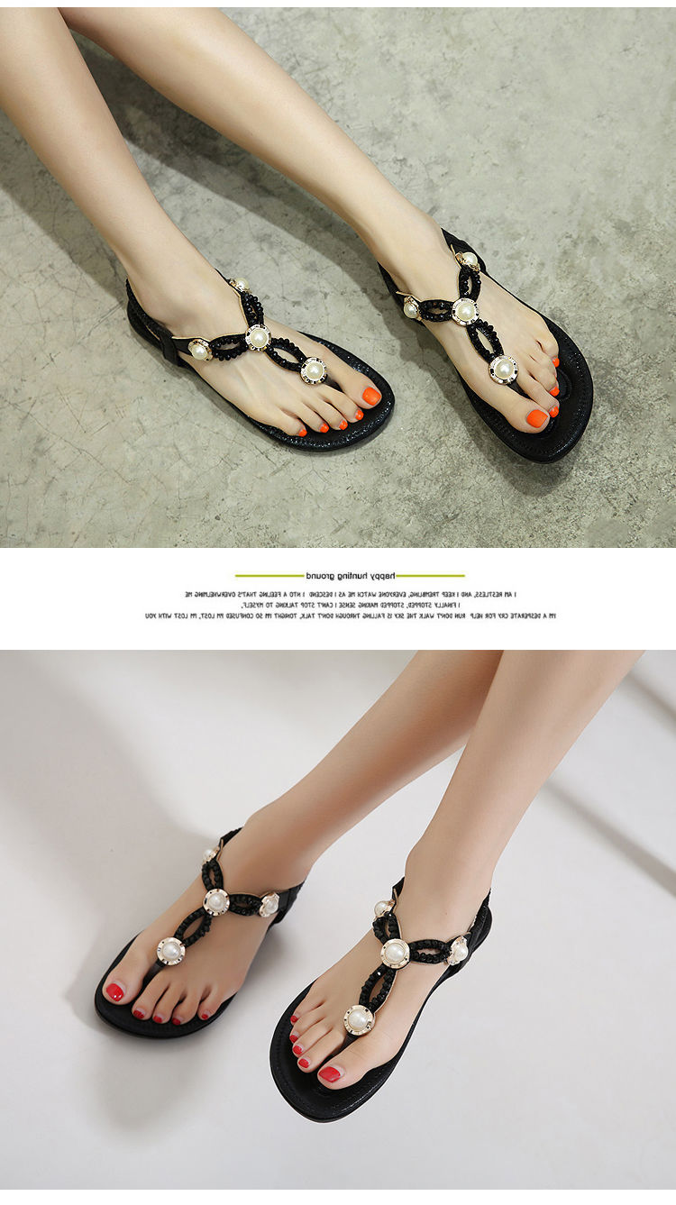 flat holiday ethnic style rhinestone beach shoes NSYSY63741