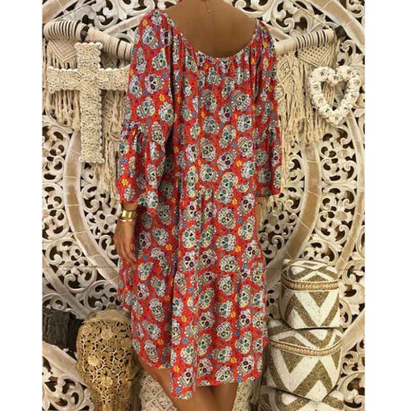 Spring/Summer new printed wide loose dress NSYIS64195