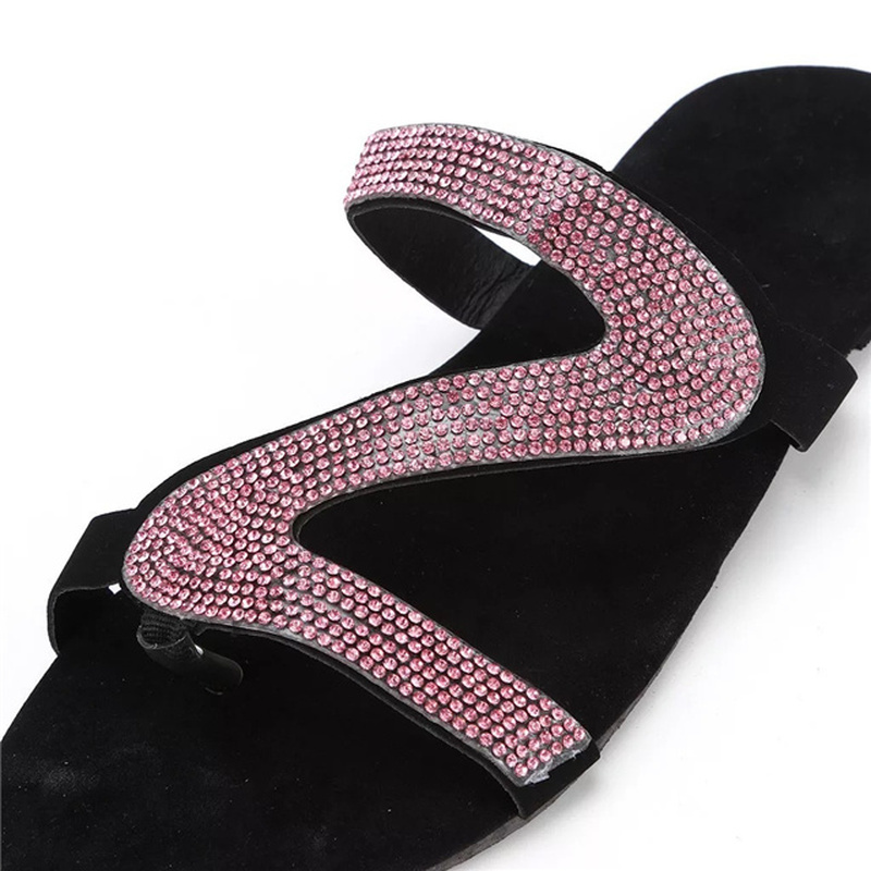 crystal decor flat bottom slippers  NSYUS64166